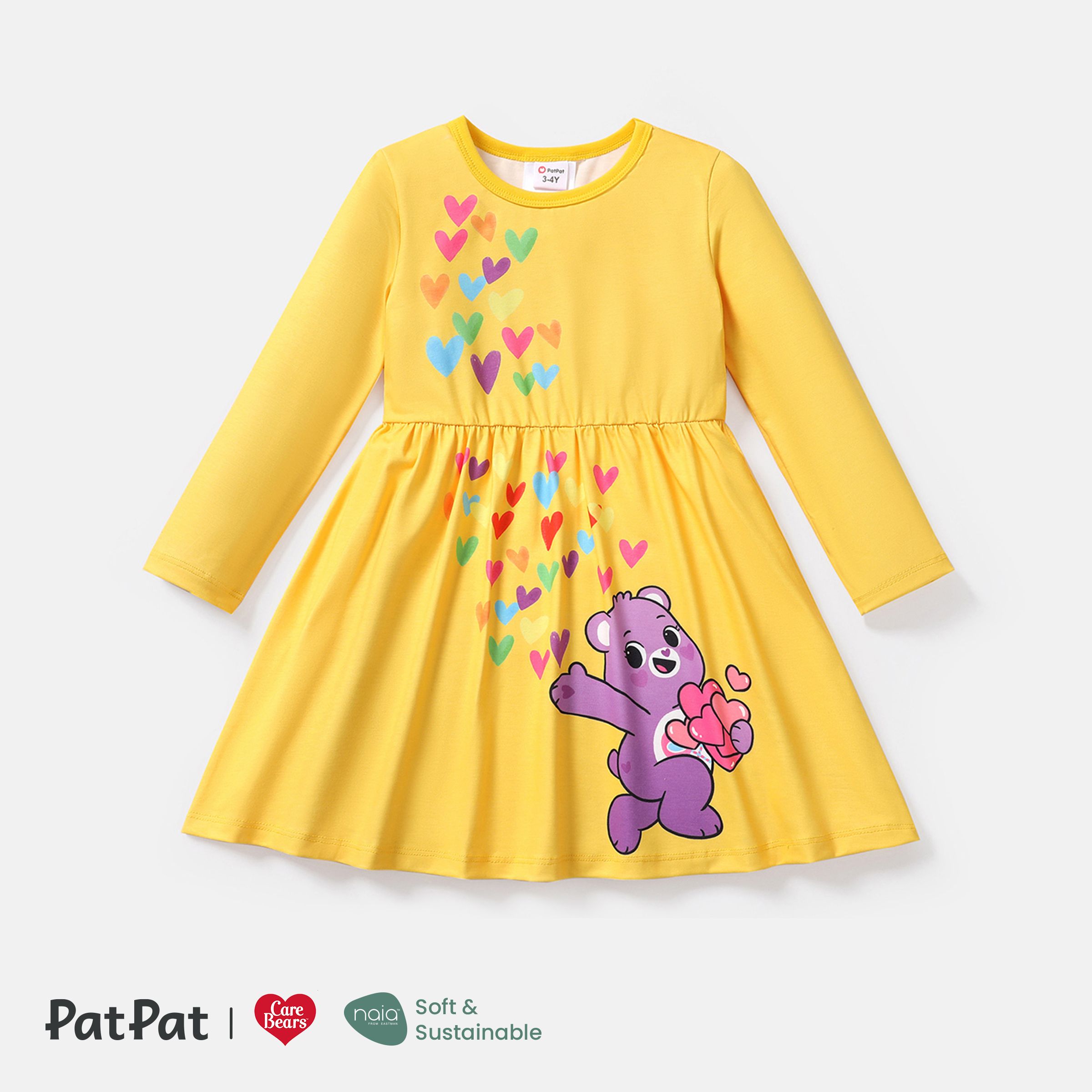 Care Bears Toddler Girl Rainbow/Heart Print/Polks Dots Long-sleeve Dress