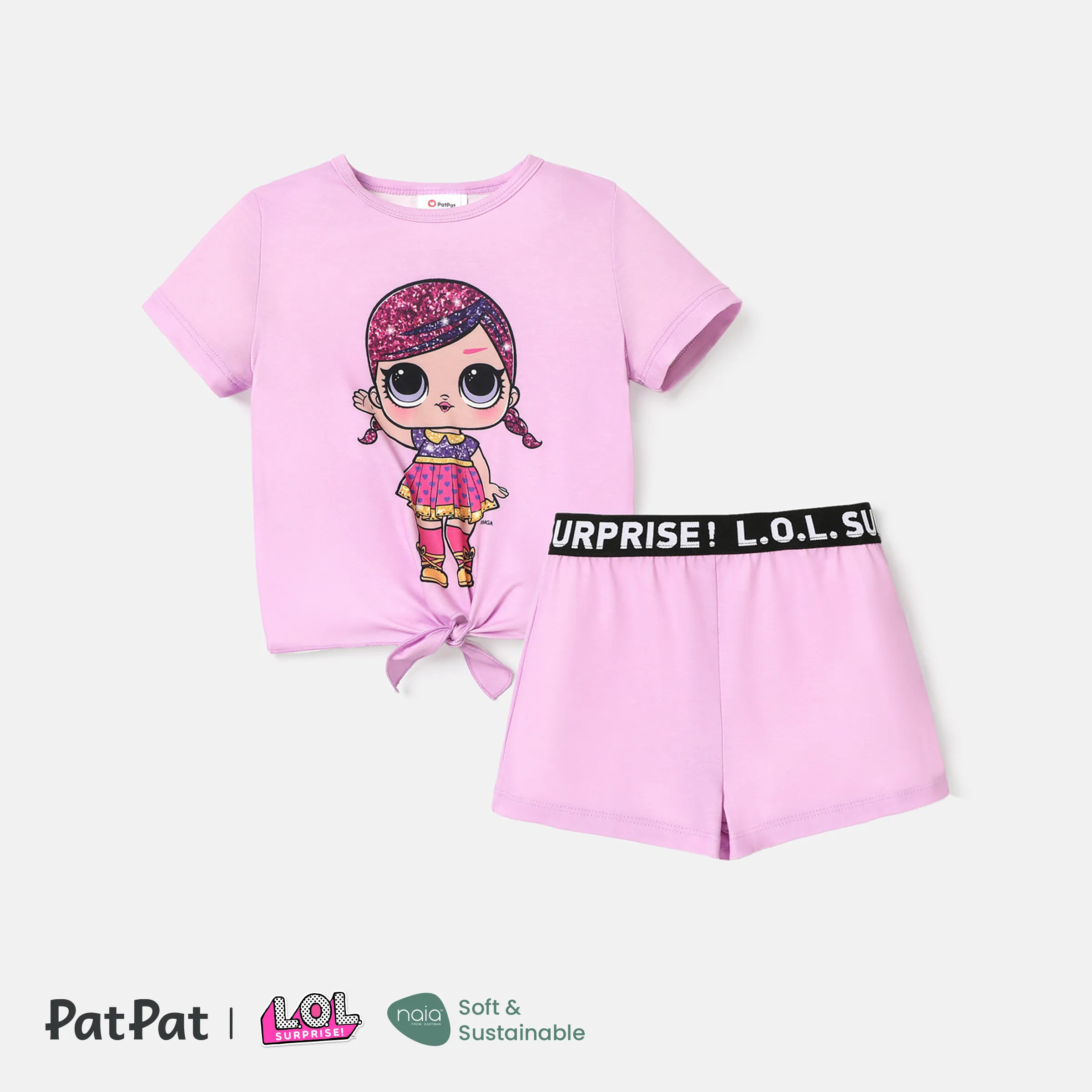 L.O.L. SURPRISE! 2pcs Toddler/Kid Girl Naia Character Print Short-sleeve Tee And Shorts Set