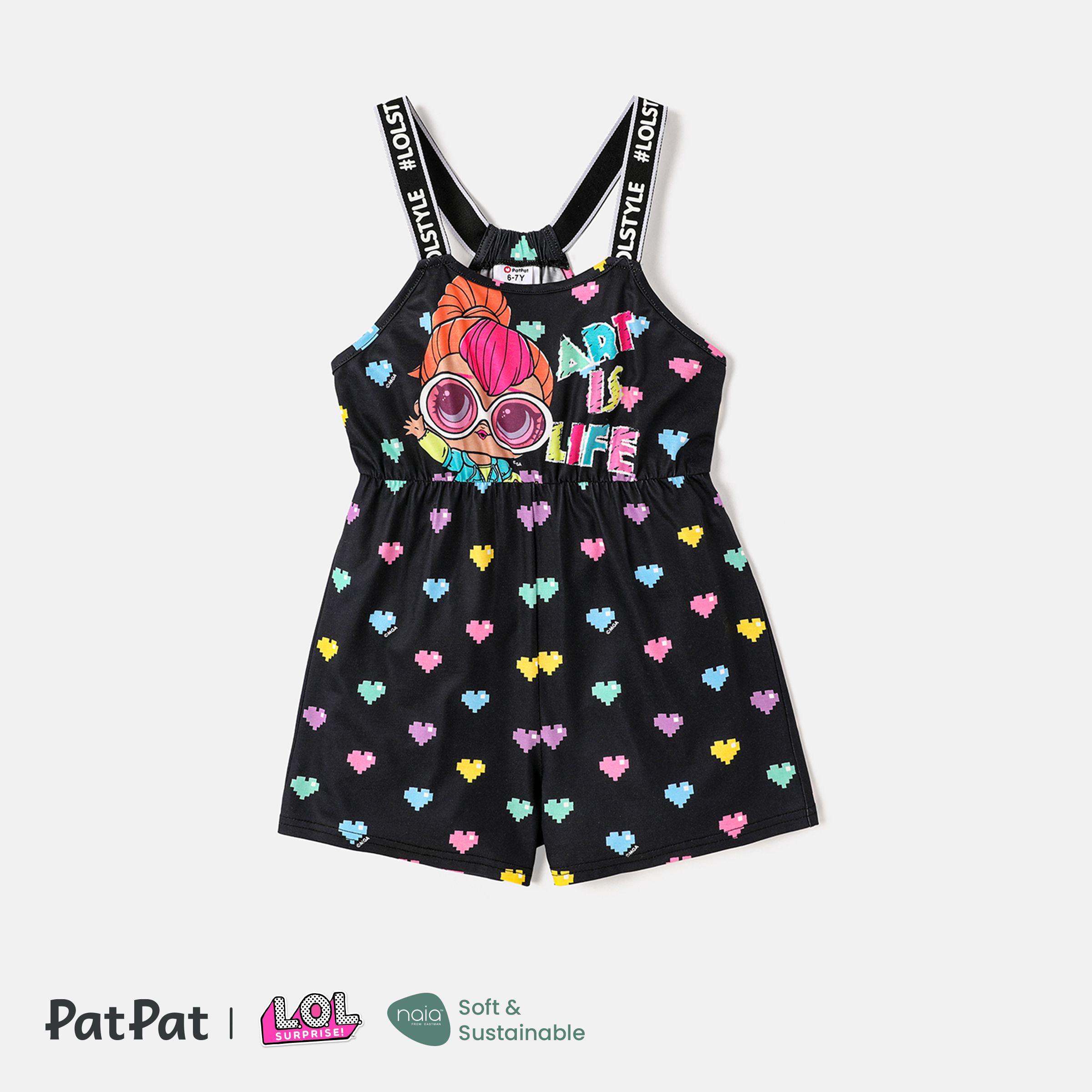 

L.O.L. SURPRISE! Toddler/Kid Girl Character & Heart Print Letter Tape Cami Romper