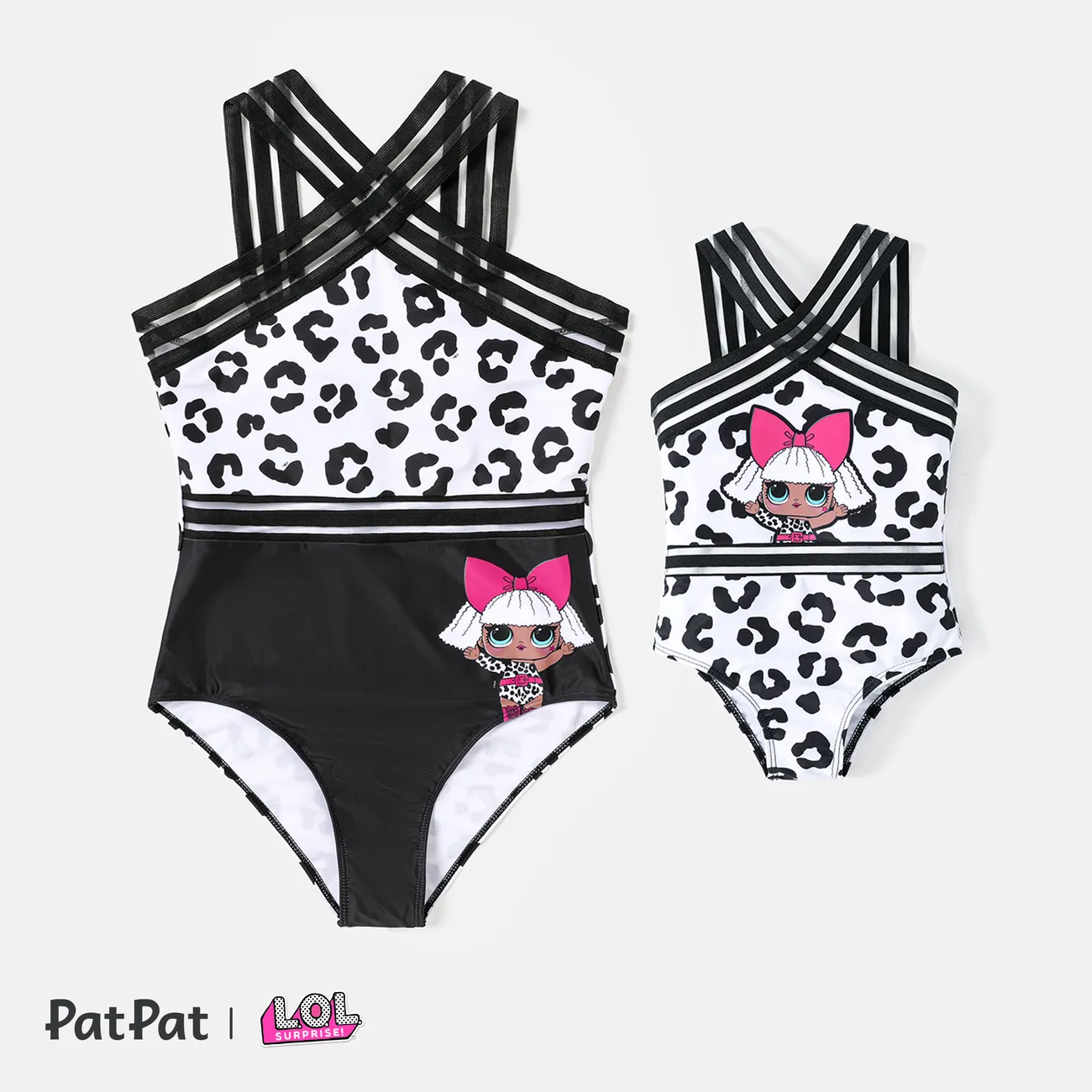 L.O.L. Surprise Mommy and Me Graphic Crisscross One-piece Swimsuit Black big image 1