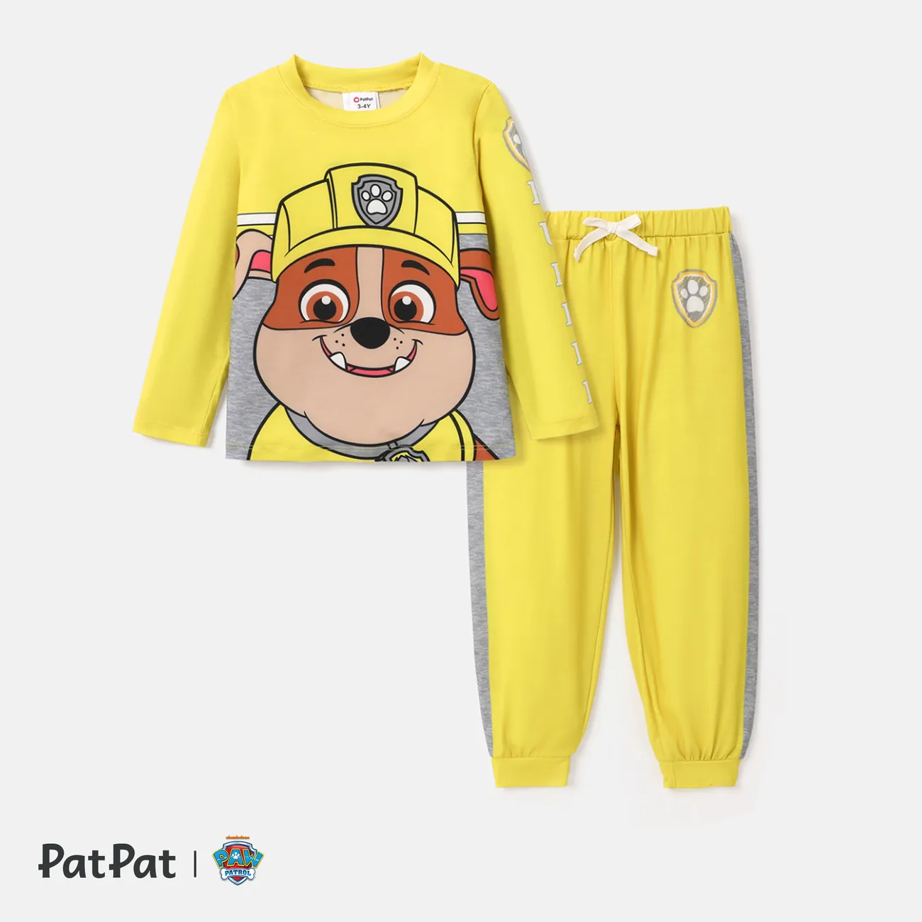 Patrulha Canina 2 unidades Criança Unissexo Infantil Cão conjuntos de camisetas Amarelo big image 1
