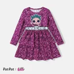 L.O.L. SURPRISE! Toddler/Kid Girl Letter & Character Print Long-sleeve Dress Purple