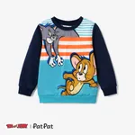 Tom and Jerry Toddler Boy Colorblock Character Print Long-sleeve Top or Black Pant Blue