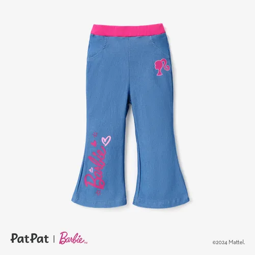 Barbie filles tricoté denim lettre flare pantalon une pièce