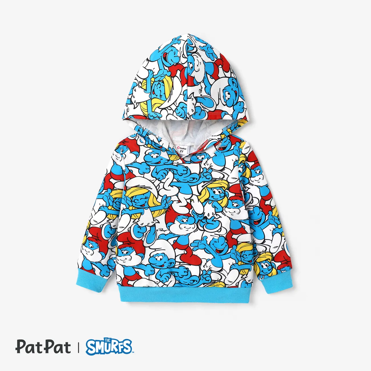 The Smurfs Family Matching Character Graphic Print Long-sleeve Hooded Tops BLUEWHITE big image 1