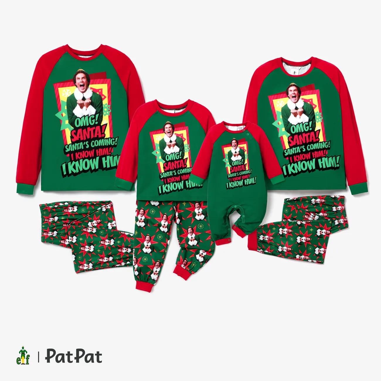 ELF Family Matching Christmas Character Print Pajamas Sets (Flame Resistant) Multi-color big image 1