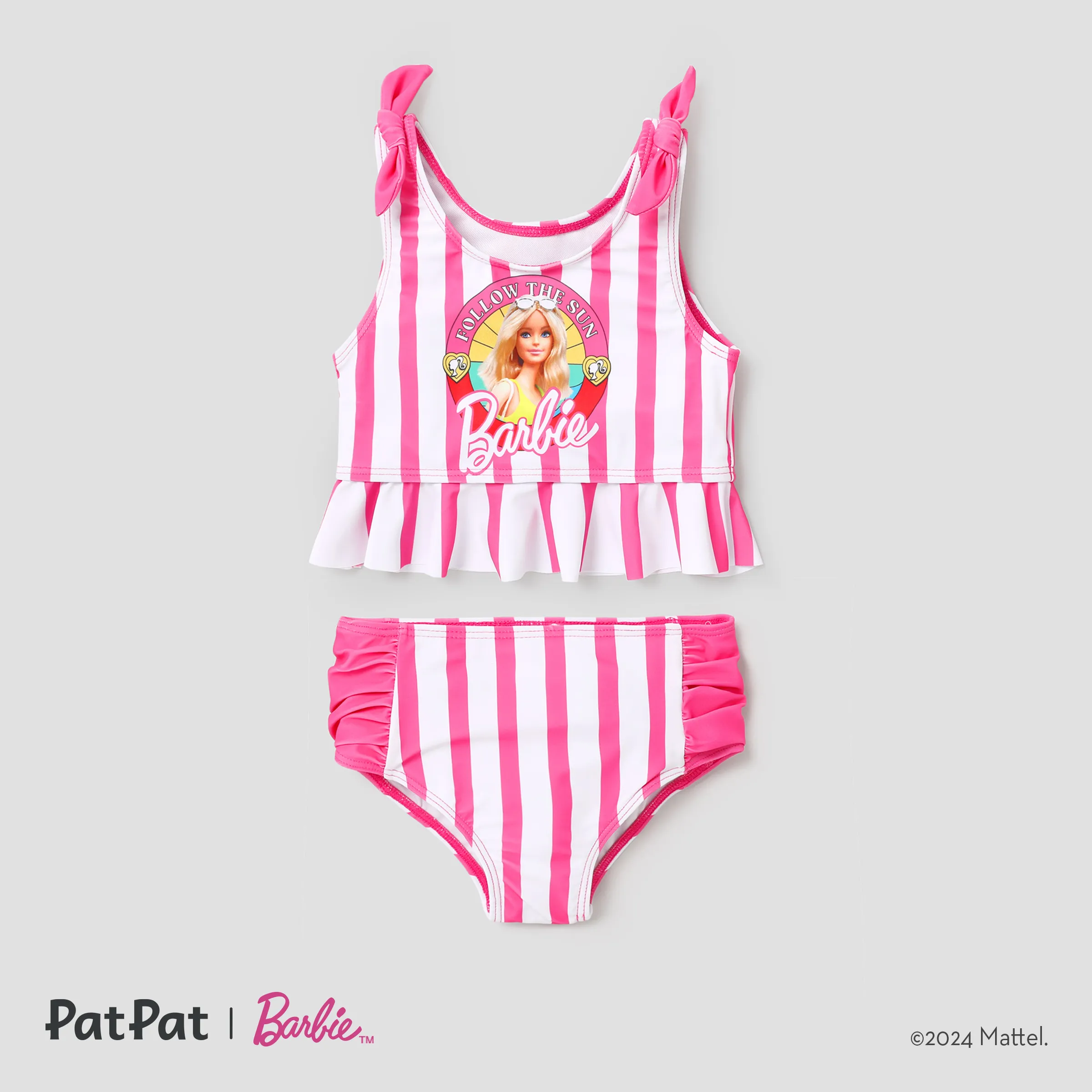 Barbie Toddler/Kid Girl 2pcs Maillot De Bain Imprimé Personnage Et Rayures