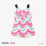 Barbie Toddler/Kid Girl Tyedyed Colorful Pattern with Classic Logo Print Jumpsuit Roseo