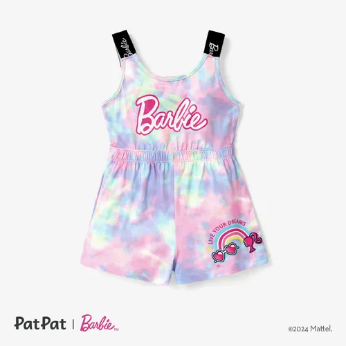 Barbie Toddler/Kid Girl Tyedyed Colorful Pattern with Classic Logo Print Jumpsuit