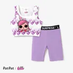 L.O.L. SURPRISE! toddler Girl Graphic Print Cropped Top and Tight Cycling Pants Set Purple