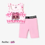 L.O.L. SURPRISE! toddler Girl Graphic Print Cropped Top and Tight Cycling Pants Set Pink