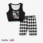 L.O.L. SURPRISE! toddler Girl Graphic Print Cropped Top and Tight Cycling Pants Set Black
