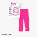 Peppa Pig 2 Stück Kleinkinder Mädchen Knöpfe Kindlich T-Shirt-Sets rosa