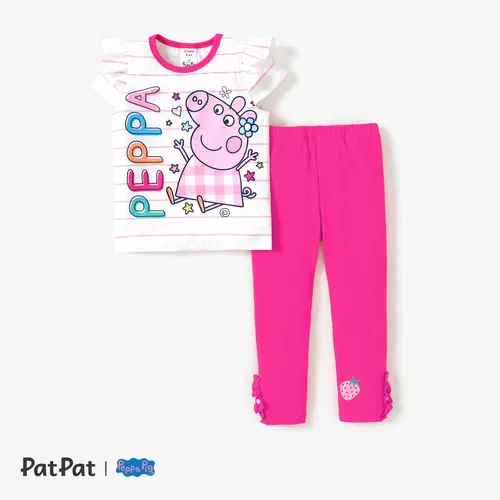 Peppa Pig Toddler Girl Summer Fruit Print Top con Precioso Conjunto de Pantalones
