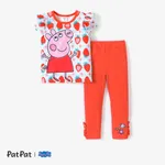 Peppa Pig 2 Stück Kleinkinder Mädchen Knöpfe Kindlich T-Shirt-Sets rot