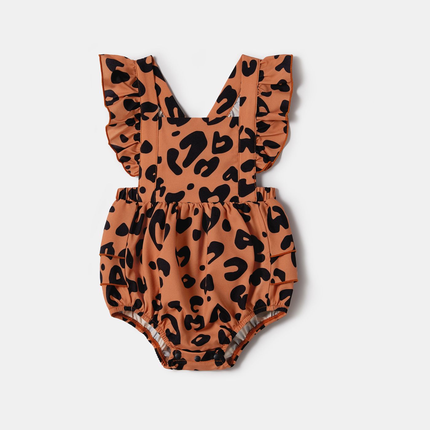 Maman Et Moi Allover Leopard Print Bow Side Decor Flutter-sleeve Wrap Robes