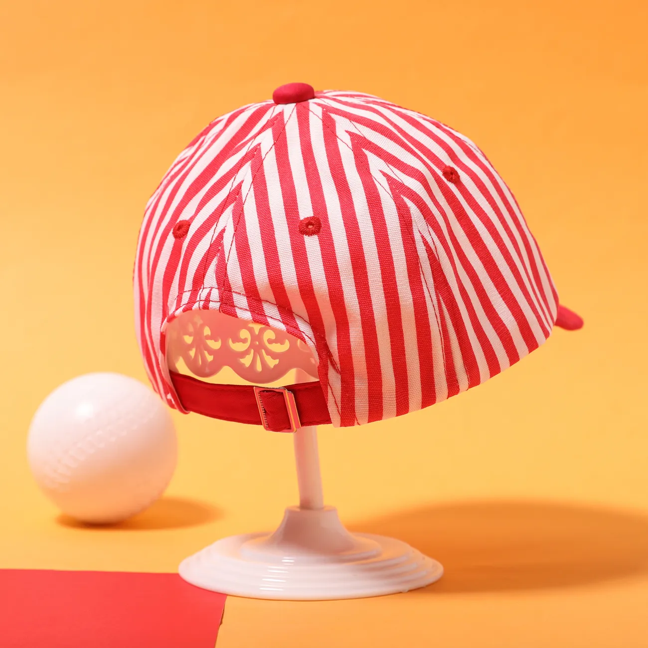 Gorra de béisbol para niños pequeños con protección solar y diseño de rayas digitales Rojo big image 1