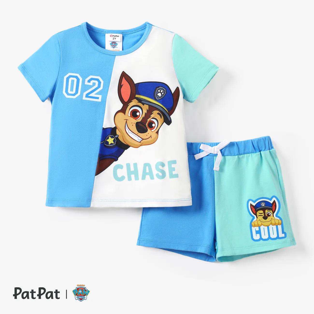 La Pat’ Patrouille 2 pièces Enfant en bas âge Unisexe Couture de tissus Enfantin ensembles de t-shirts Bleu big image 1