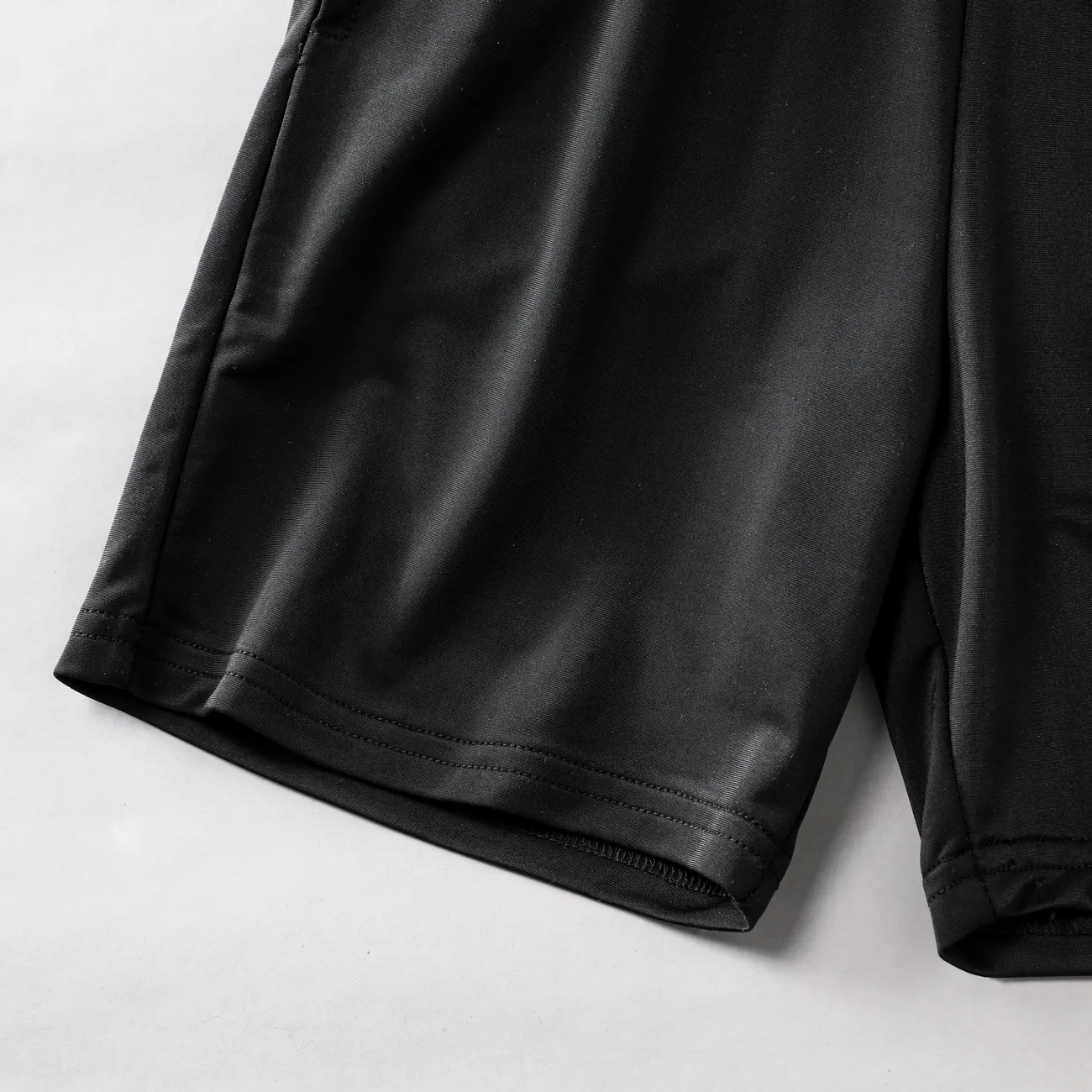 Shorts de verão para meninos, feitos em material de seda de gelo de poliéster 93%, estilo esportivo. Preto big image 1