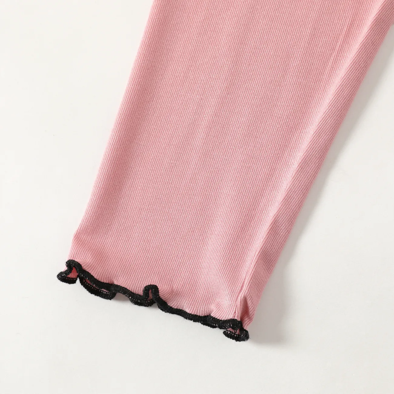 Lindos leggings modales para niña con diseño de mariposa y encaje Rosado big image 1