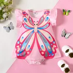 Baby Girl Childlike Butterfly Sleeveless Romper  Pink