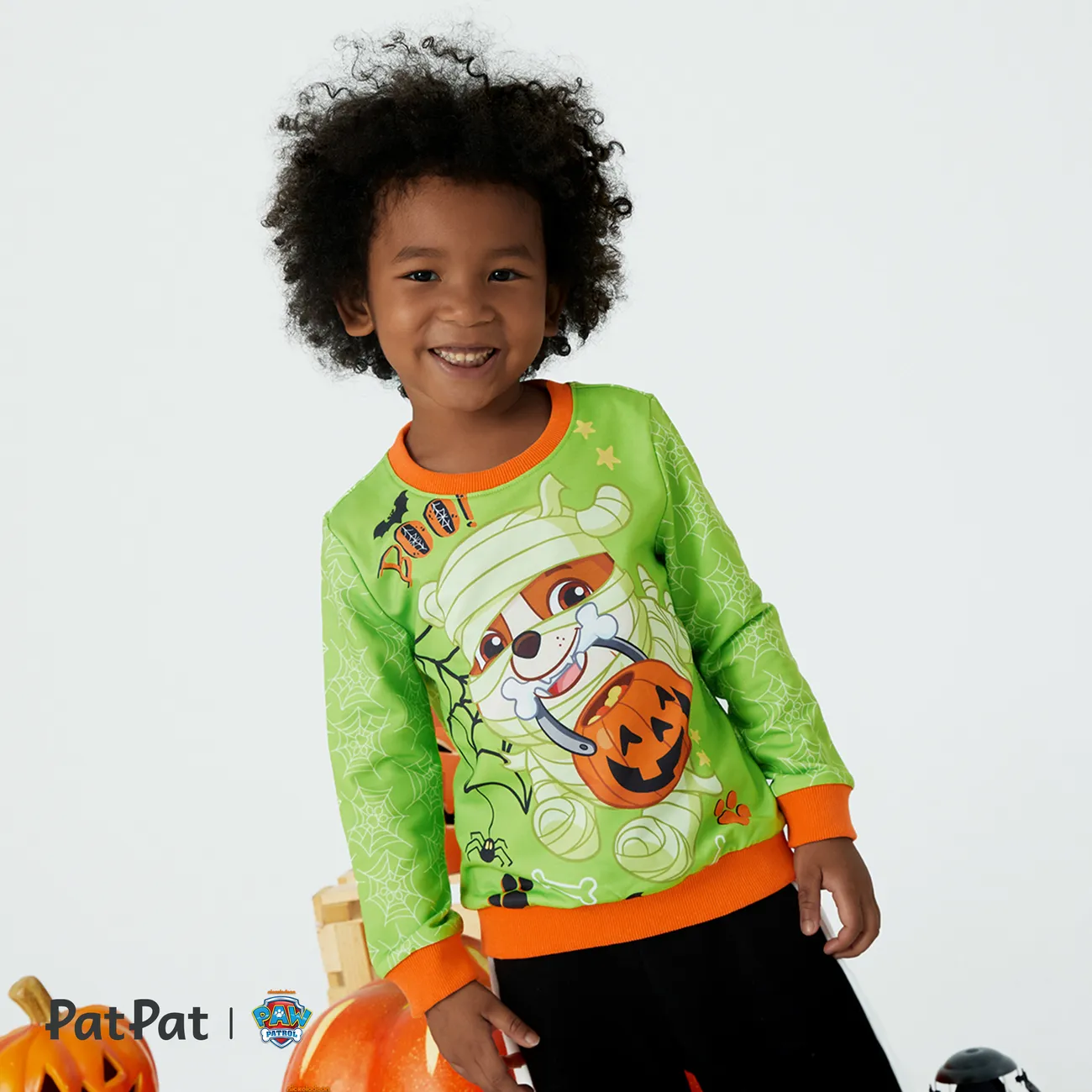 La Pat’ Patrouille Halloween Enfant en bas âge Unisexe Enfantin Chien Sweat-shirt Vert big image 1