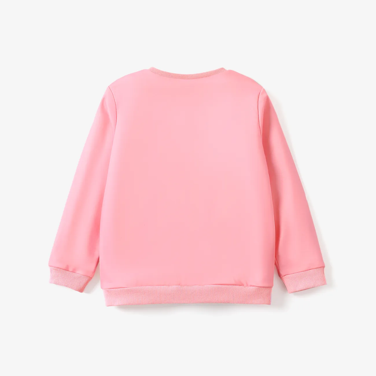 Kid Girl Unicorn Print Fleece Lined Pink Pullover Sweatshirt pink- big image 1