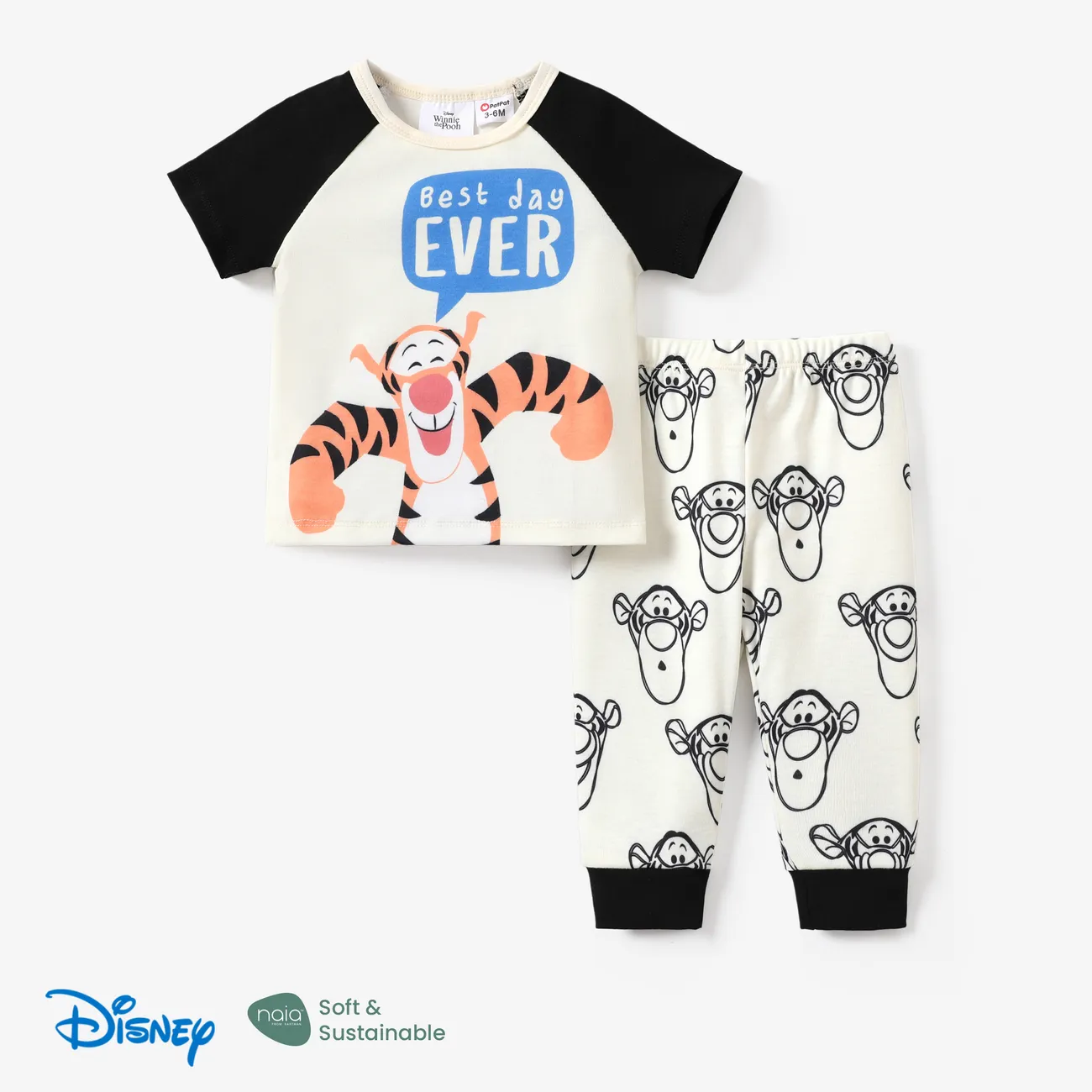 Disney Winnie the Pooh 2pcs Baby Boys Naia™ Character Print T-shirt with All-over Character Print Pants Creamcolored big image 1