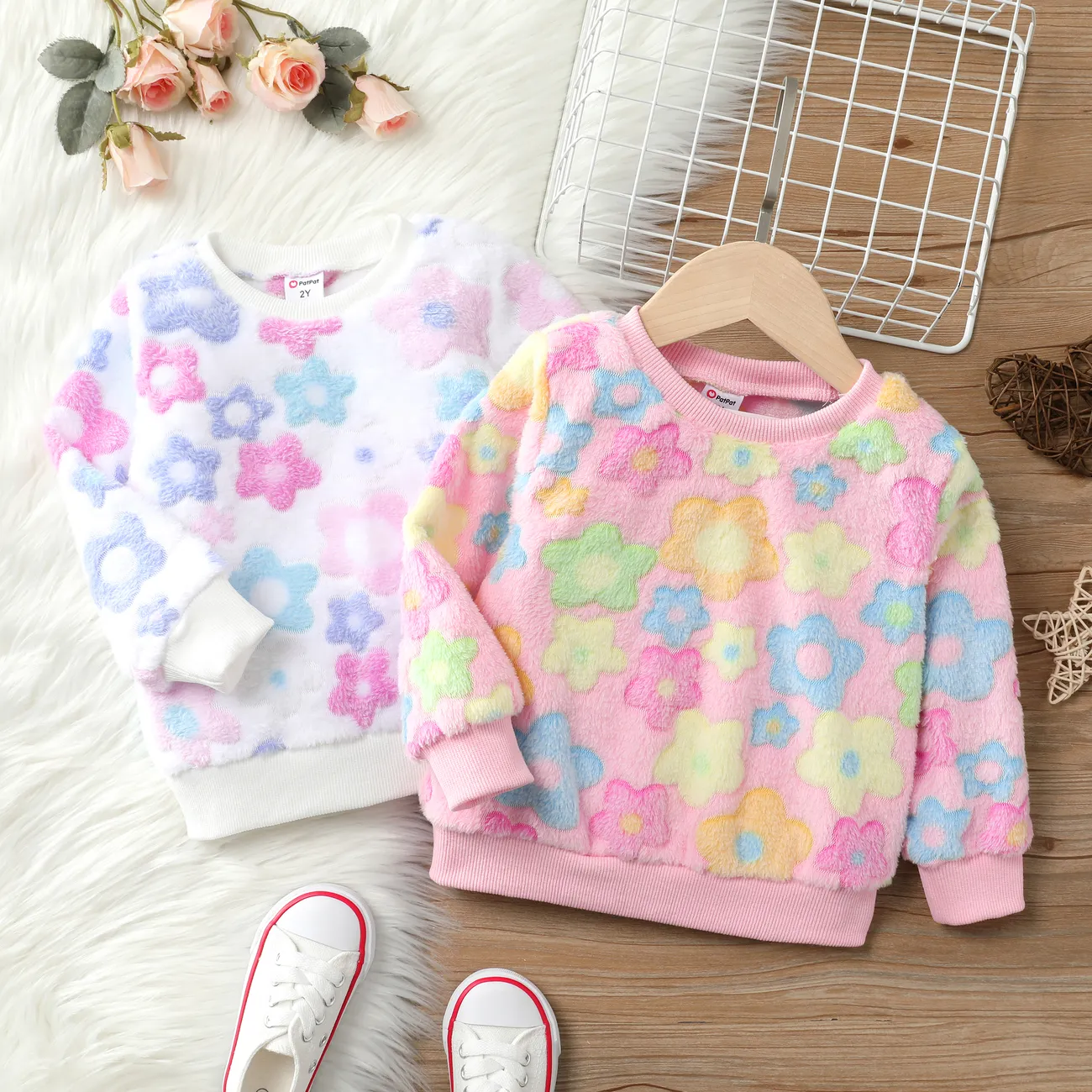 Toddler Girl Floral Sweatshirt/Top Pink big image 1