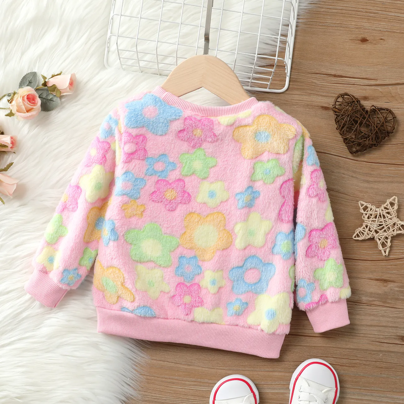 Toddler Girl Floral Sweatshirt/Top Pink big image 1