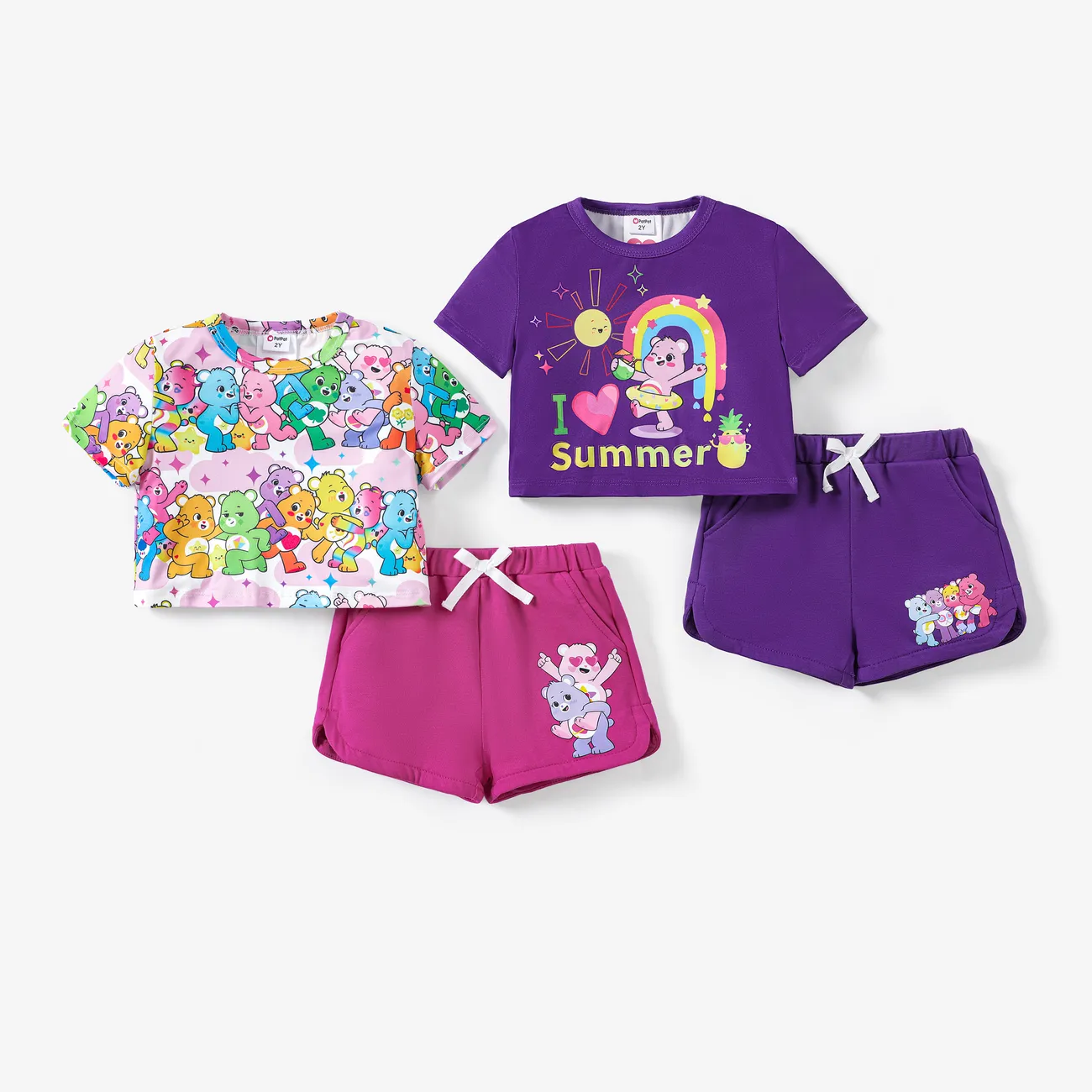 Gli Orsetti del Cuore 2 pezzi Bambino piccolo Ragazza Treccia Infantile set di t-shirt Viola big image 1