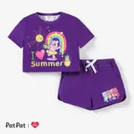 Gli Orsetti del Cuore 2 pezzi Bambino piccolo Ragazza Treccia Infantile set di t-shirt Viola