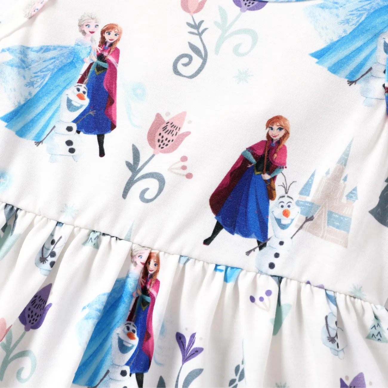 Disney Frozen Elsa & Anna 1pc Naia™ Character Print Ruffled/Sleeveless Dress White big image 1
