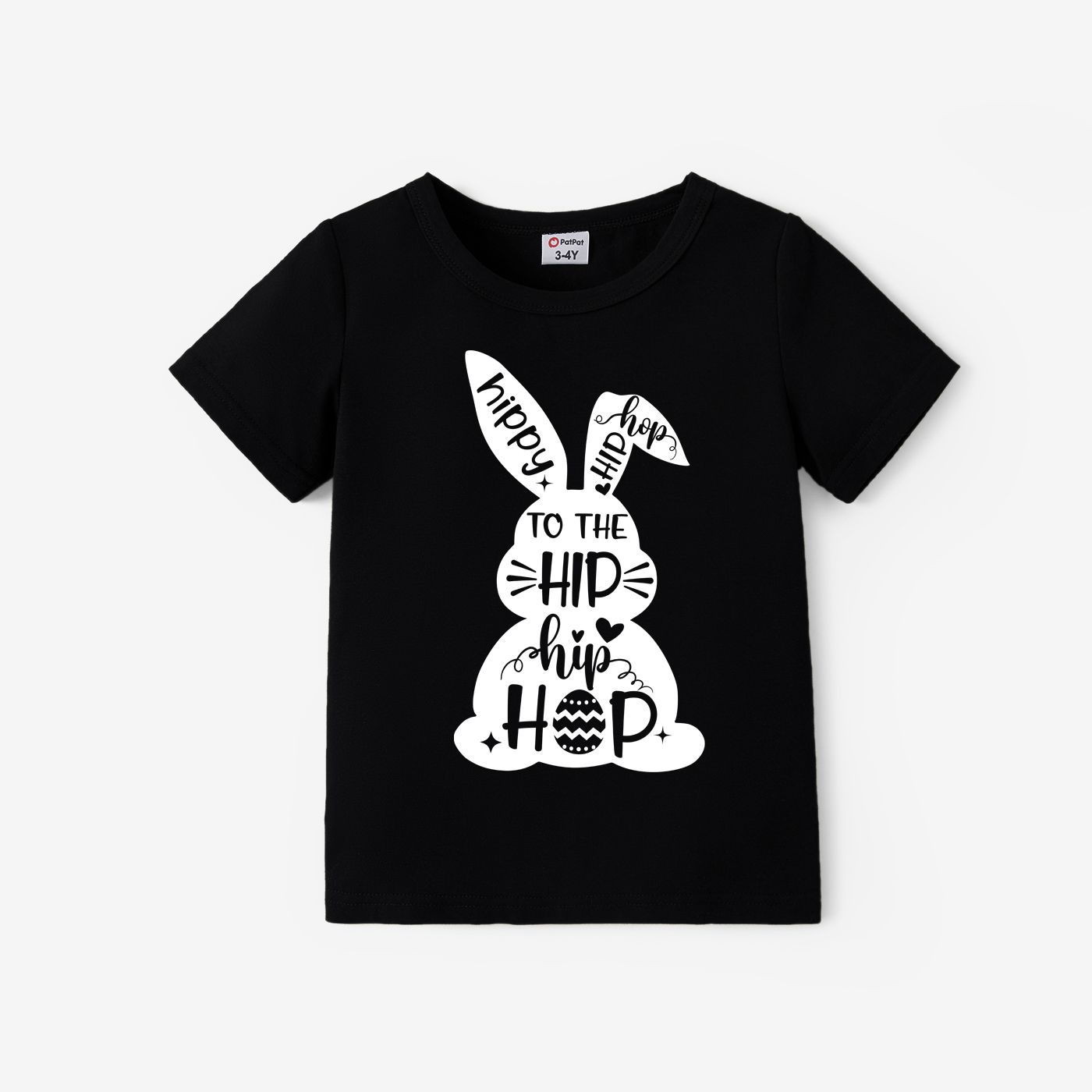 

Easter Family Matching Bunny Graphic Letter Printed Black Tops