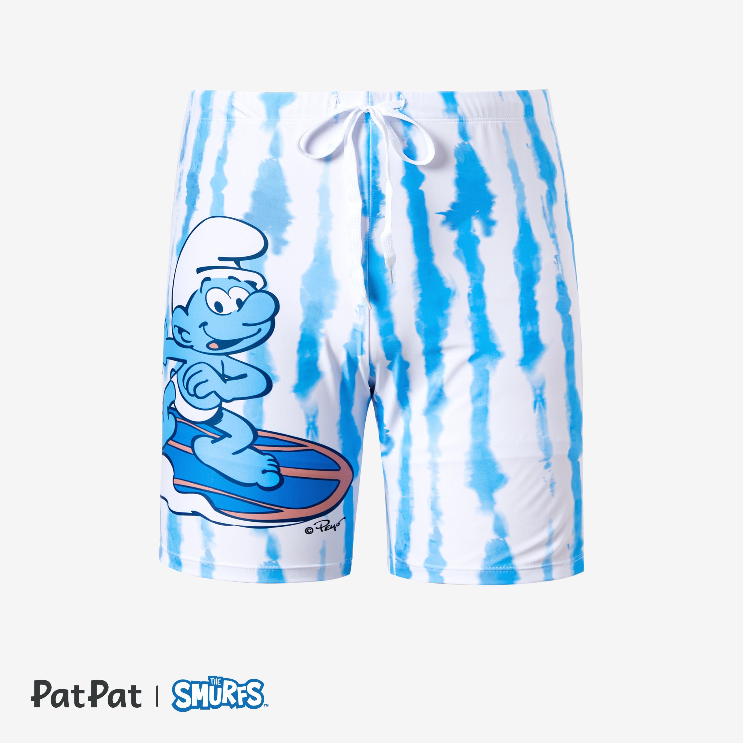 

Smurfs Family Matching Graphic Stripe Pattern Swimsuit/swimming trunks