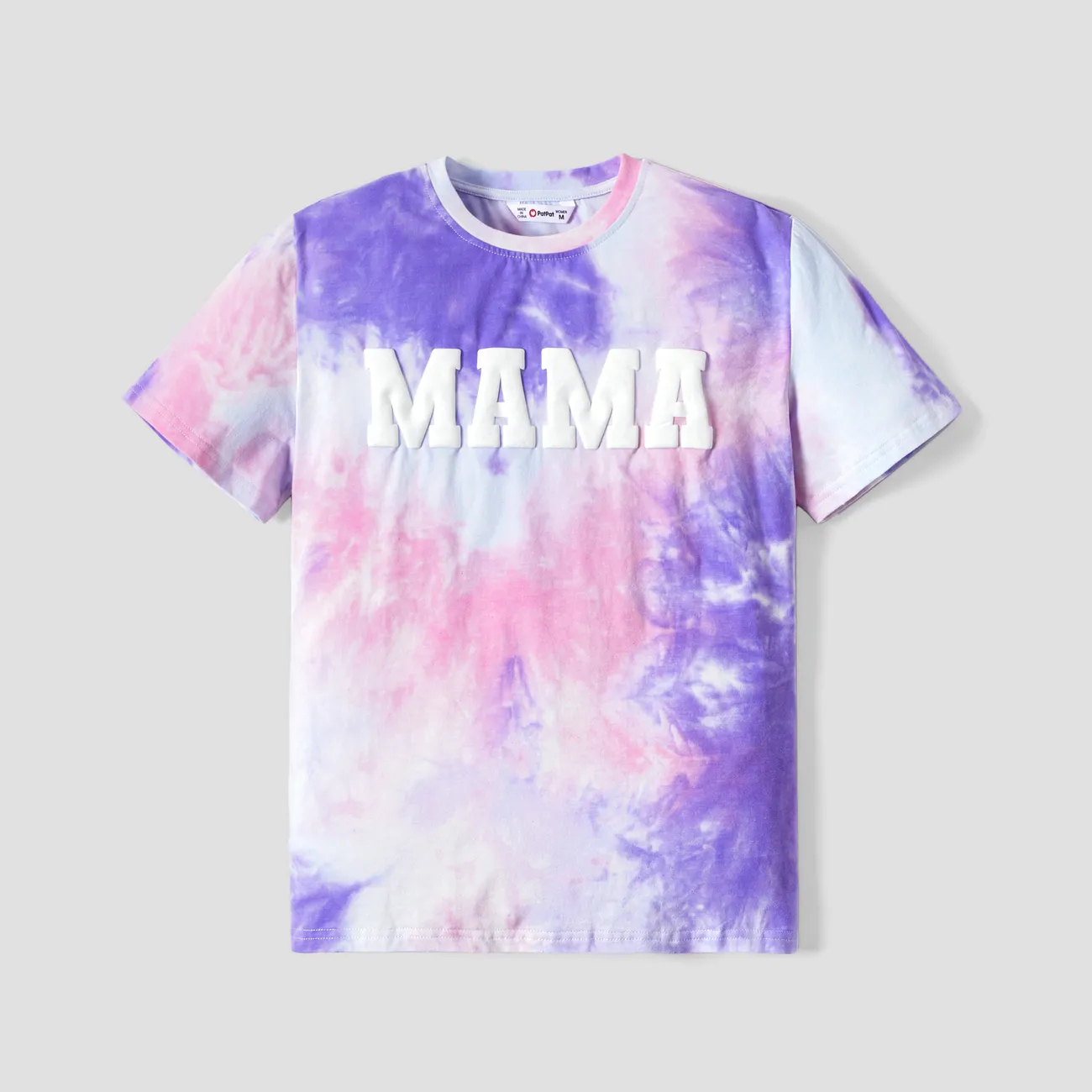 Mommy and Me Letter-Print Cotton Tie-Dye T-shirt Multi-color big image 1