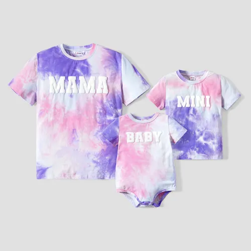 Mommy and Me Camiseta Tie-Dye de Algodón con Estampado de Letras