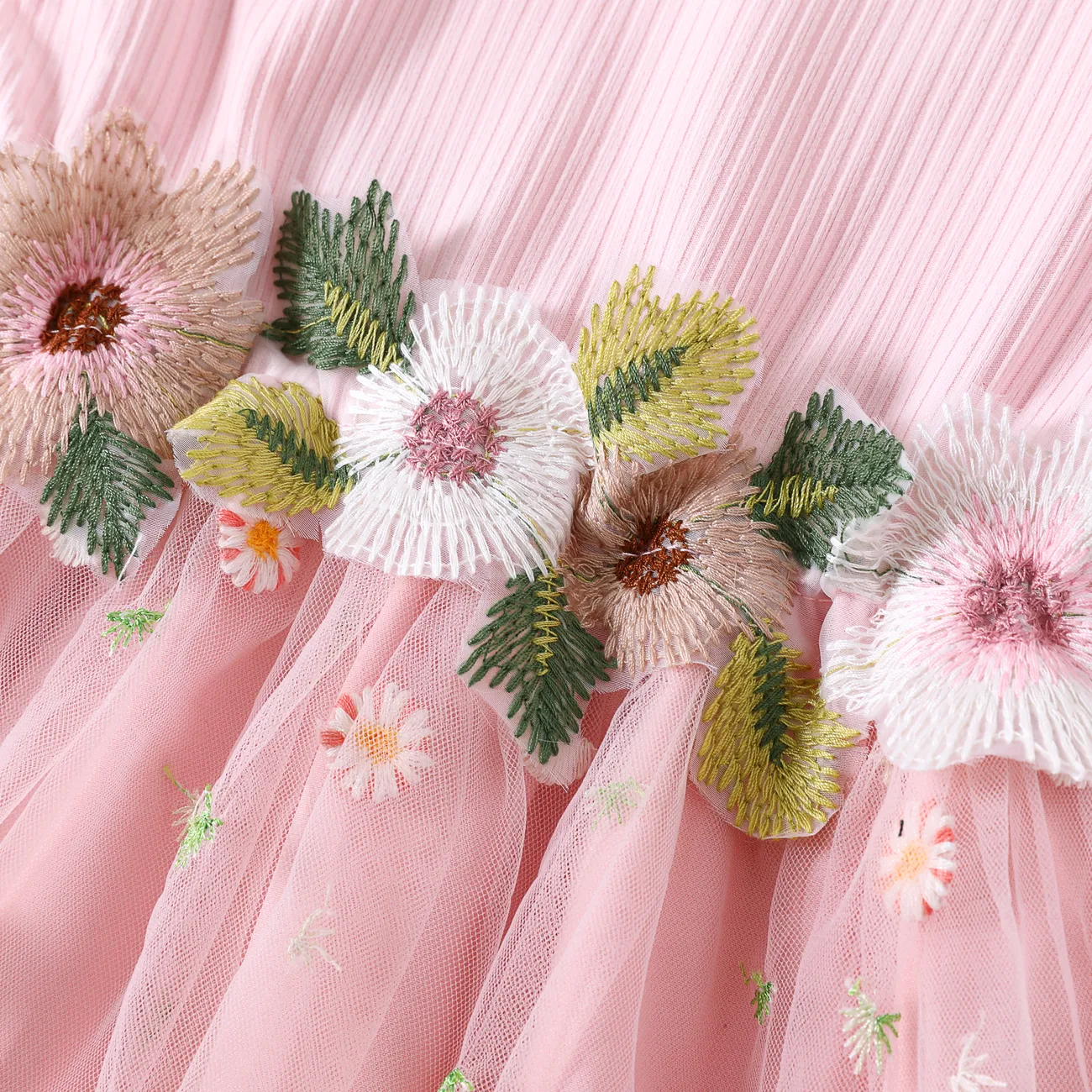 Toddler Girl Sweet Flutter Sleeve Flower Dress Pink big image 1