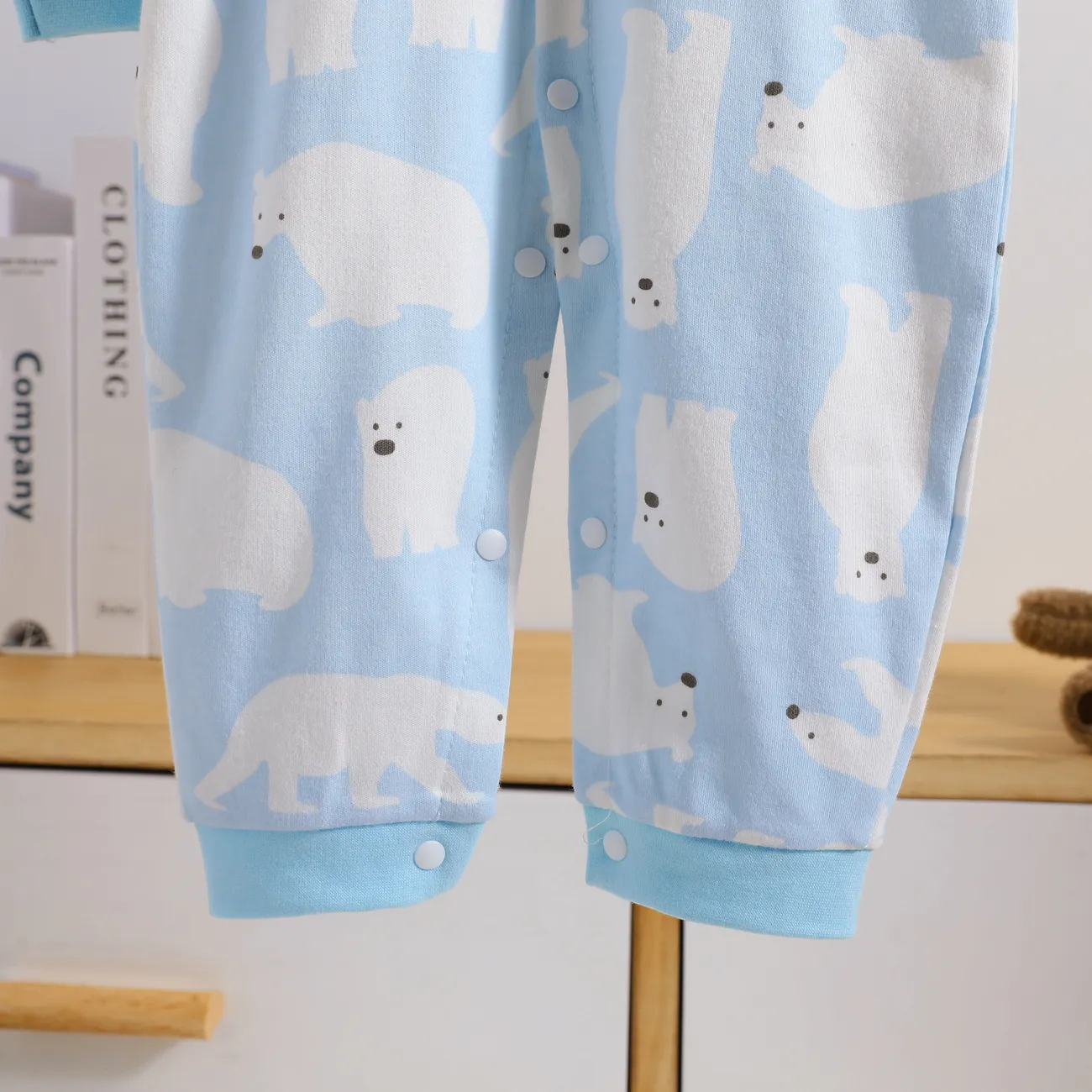 Baby Boy/Girl Animal Pattern Cotton Bear Jumpsuit Blue big image 1