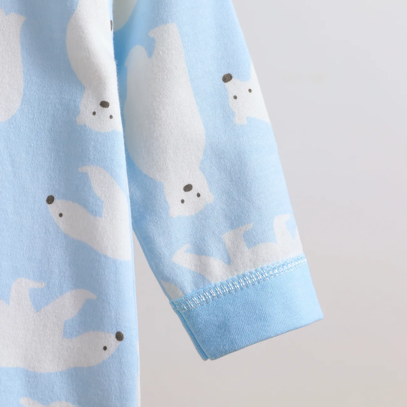 Baby Boy/Girl Animal Pattern Cotton Bear Jumpsuit Blue big image 1
