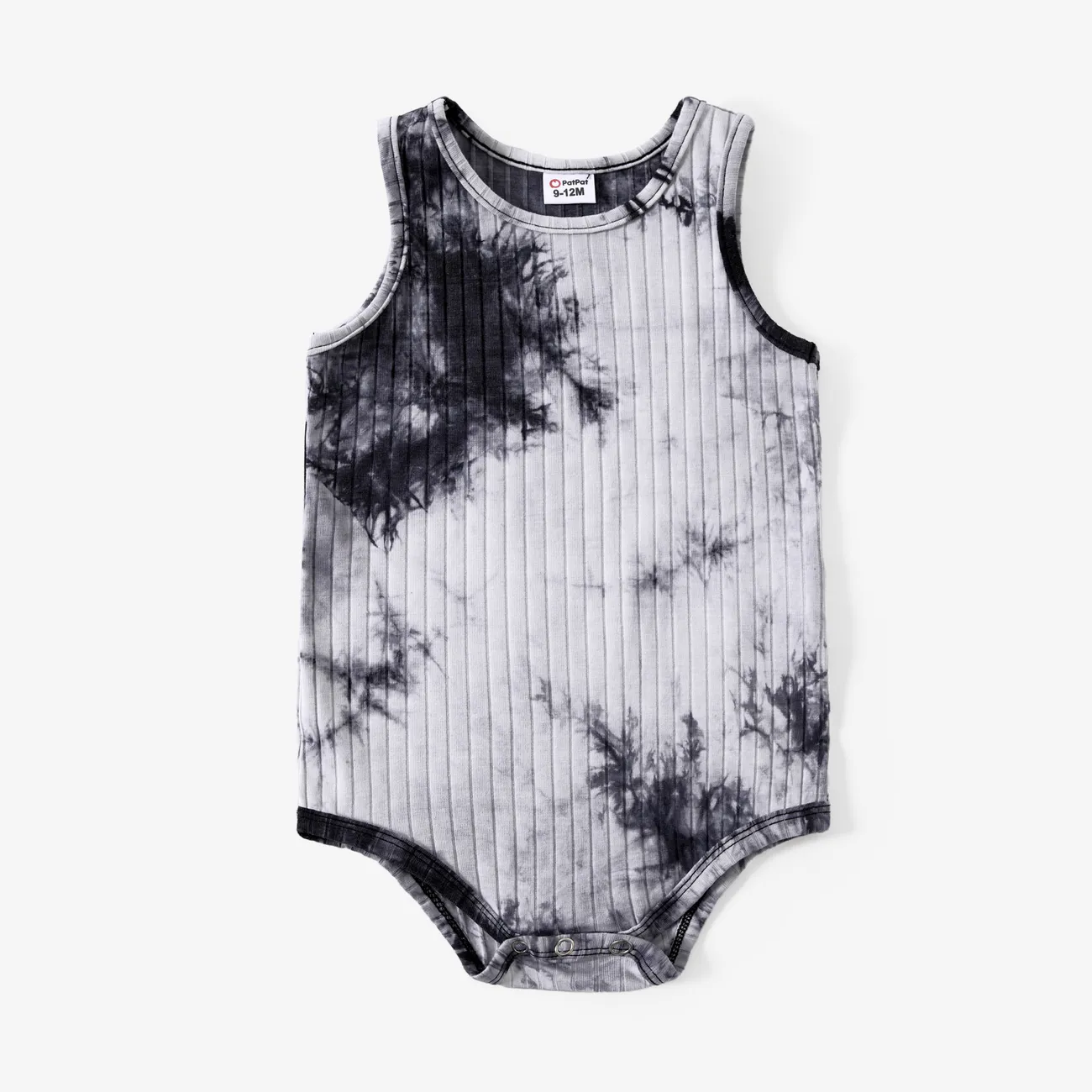 Mommy and Me Black and white Tie-dyed Drawstring Romper Black big image 1