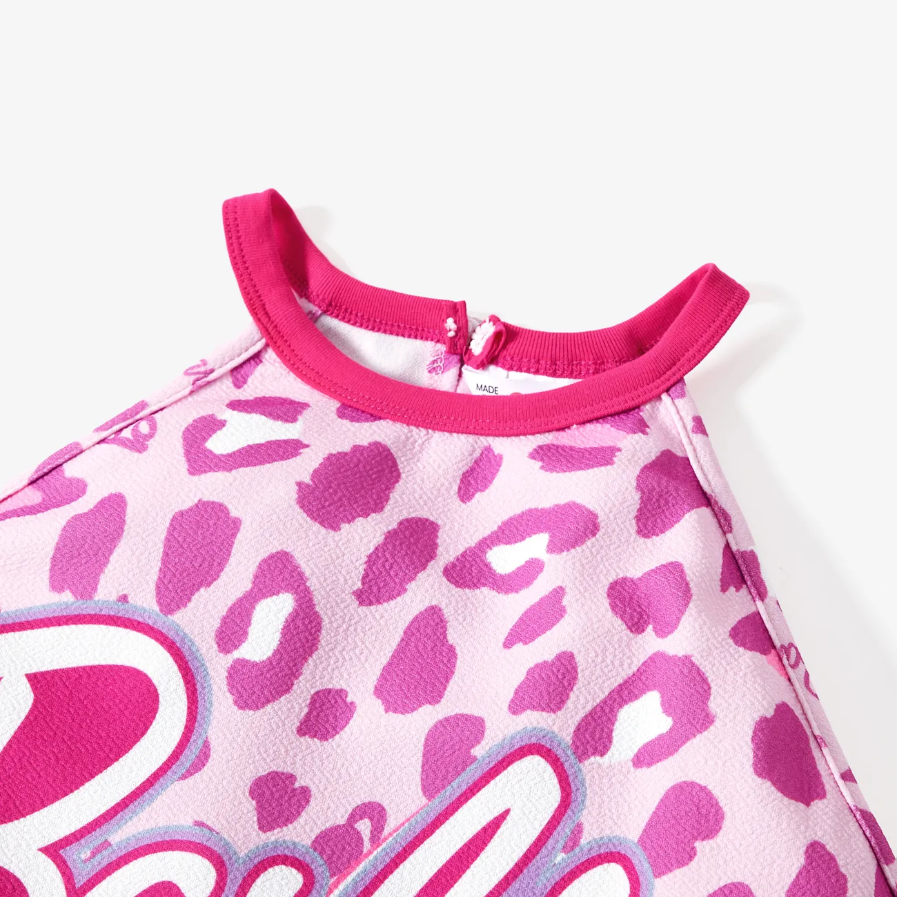 Barbie 豹紋 無袖 連身衣 媽咪寶寶裝 粉色 big image 1