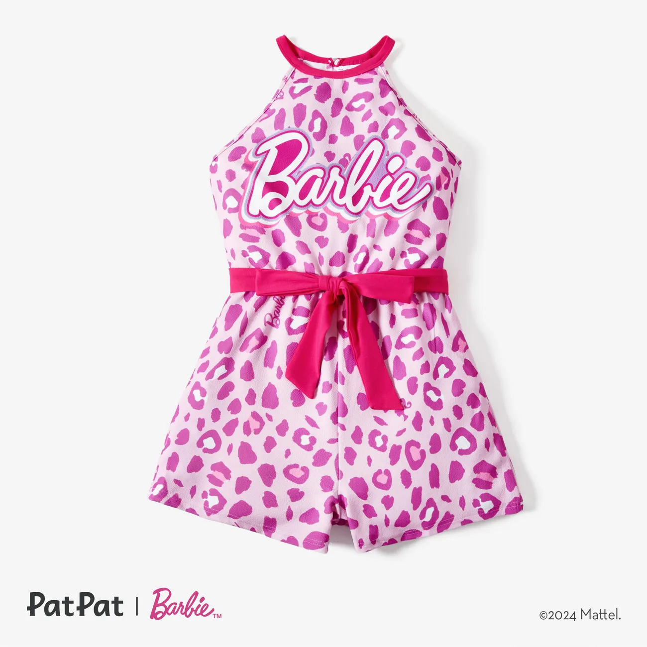 Barbie Muttertag Leopardenmuster Ärmellos Baby-Overalls Mama und ich rosa big image 1
