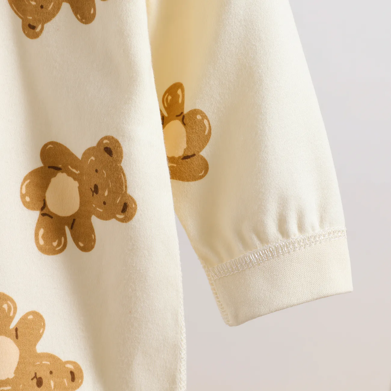 Baby Boy/Girl Animal Pattern Cotton Bear Jumpsuit Pale Yellow big image 1