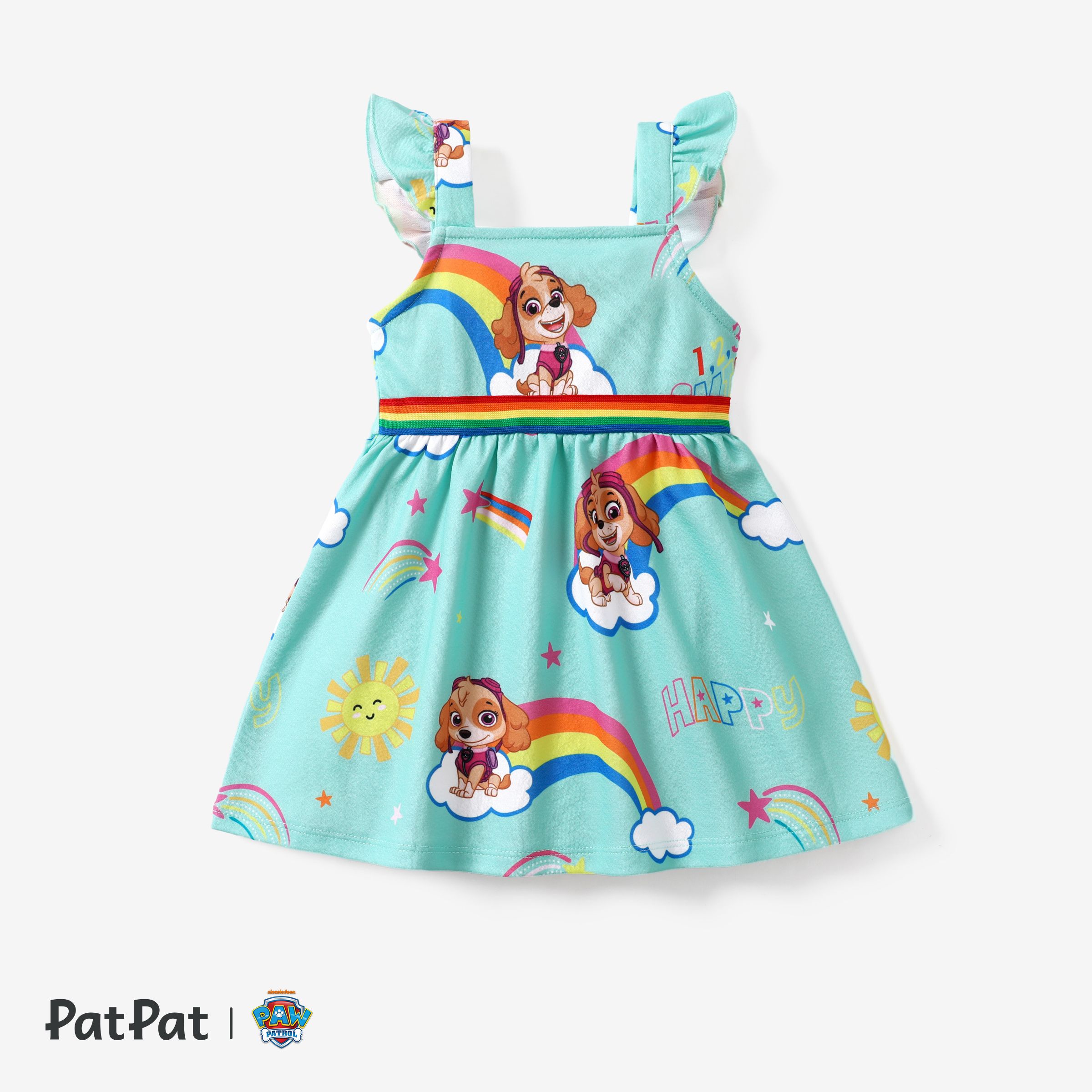 PAW Patrol 1pc Toddler Girls Rainbow Ruffled-Sleeve Dress