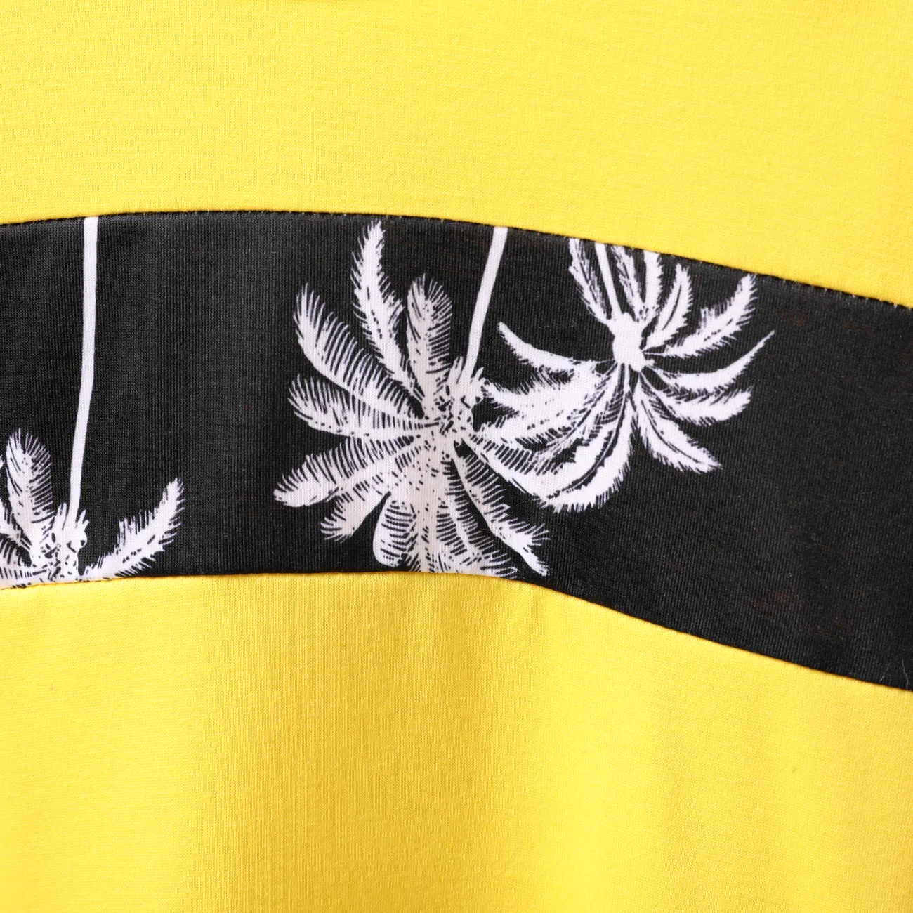 2件 大童 套裝 男 植物花卉 布料拼接 黃色 big image 1