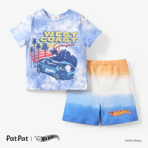 Hot Wheels 2pcs Toddler Boys Tie-Dye Sporty T-shirt with Shorts Set

