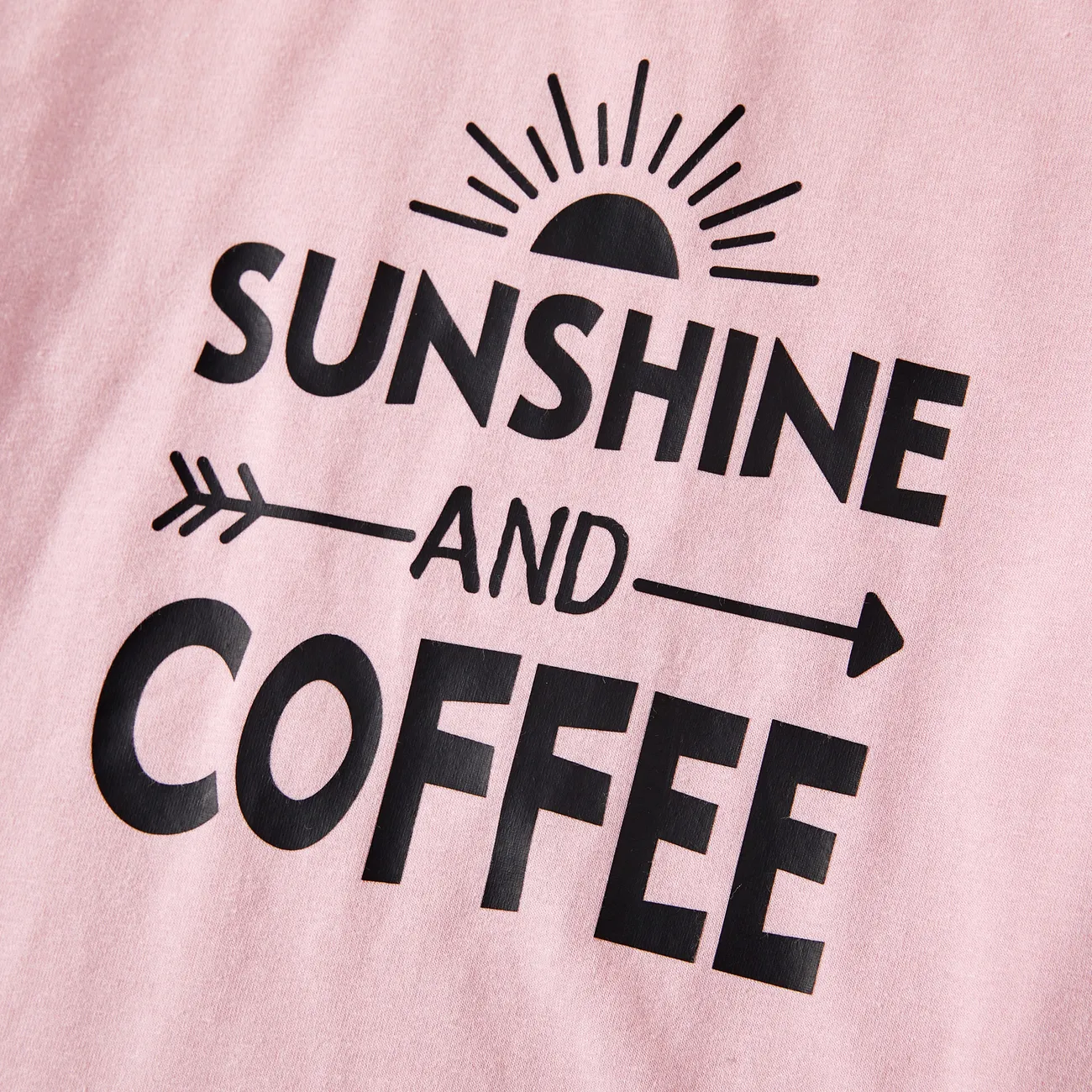  Mommy and Me Sunshine and Coffee Printed Cotton Tops Color block big image 1