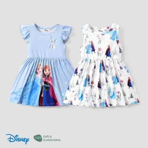 Disney Frozen Elsa & Anna 1pc Naia™ Character Print Ruffled/Sleeveless Dress