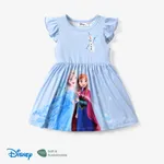 Disney Frozen Criança Menina Mangas franzidas Infantil Vestidos Azul
